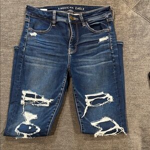 American Eagle Dark Blue Ripped Jeans